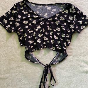 Partial Back Tie Crop Top